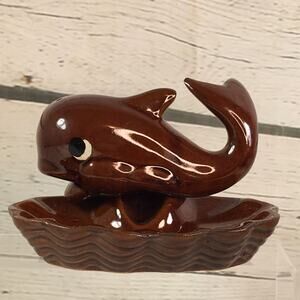 Vintage Novelty Whale Ashtray with Smoking Blowhole Incense Burner Scrubby Hold
